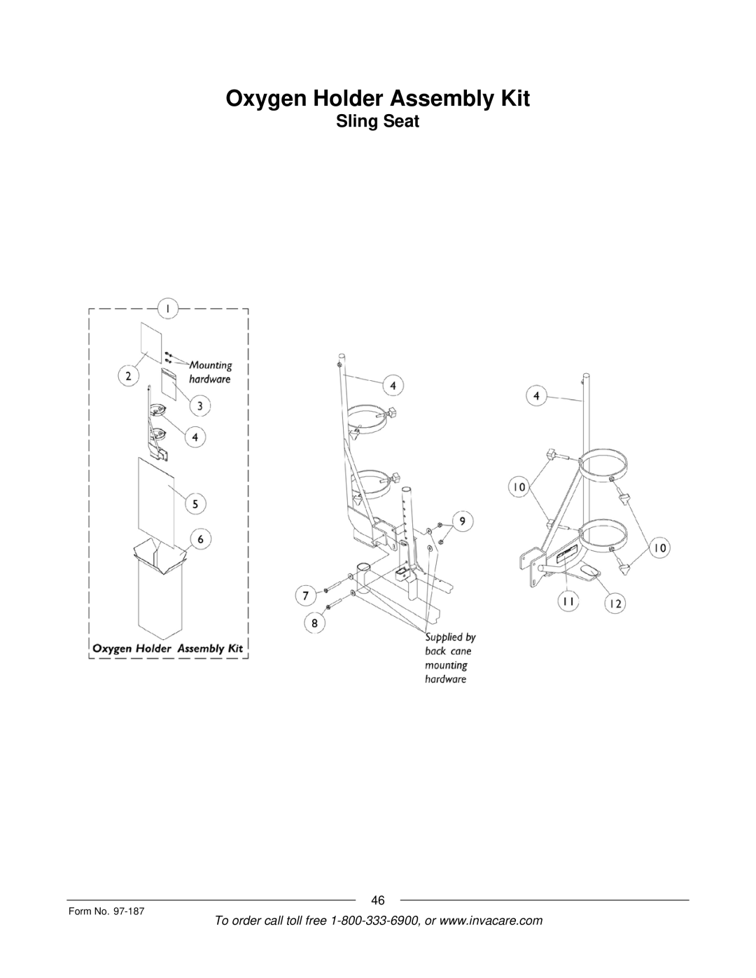 Invacare MWD manual Oxygen Holder Assembly Kit 