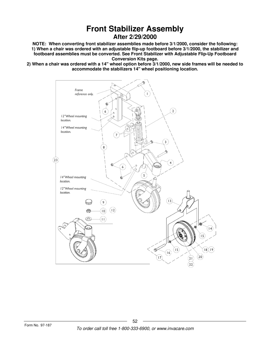 Invacare MWD manual After 2/29/2000 