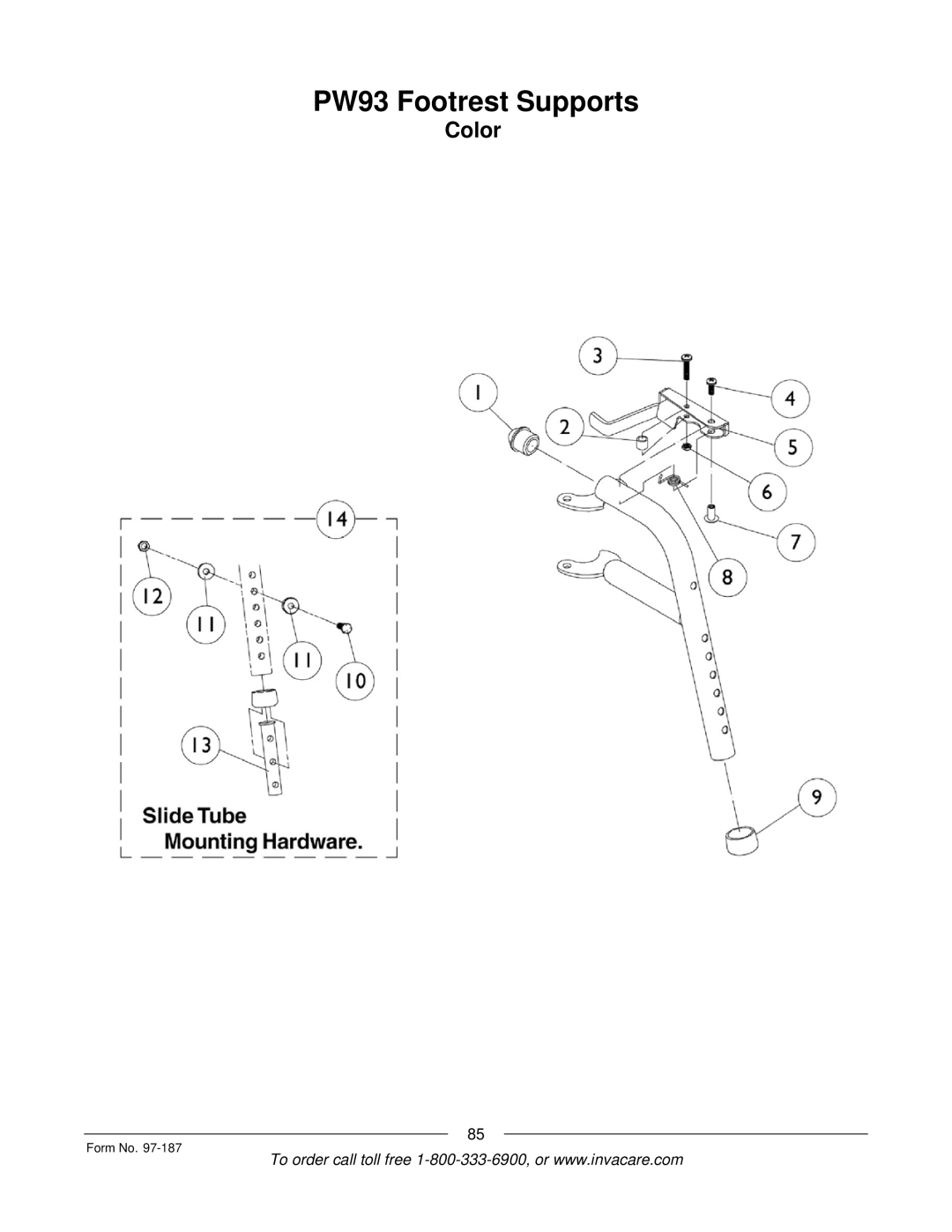 Invacare MWD manual PW93 Footrest Supports 