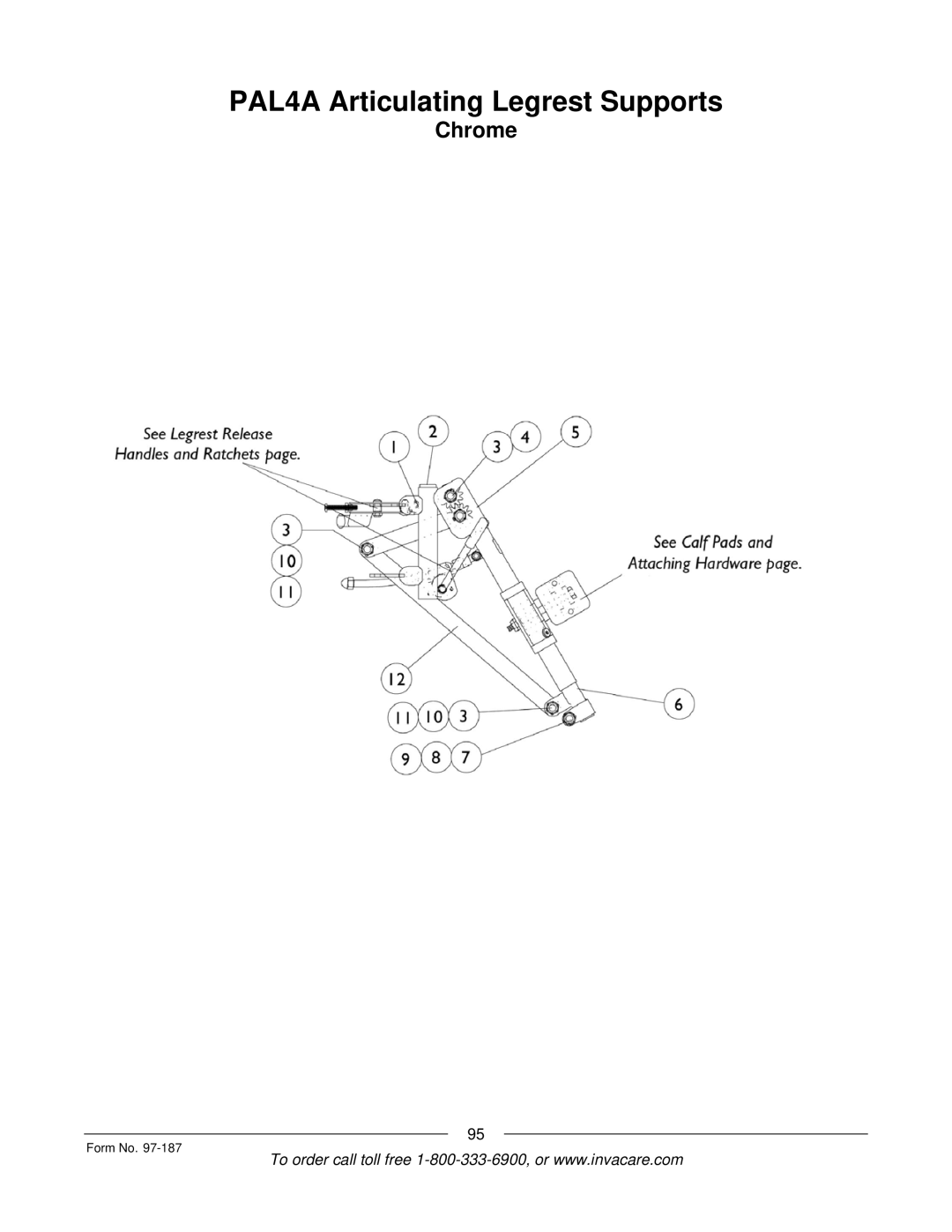 Invacare MWD manual PAL4A Articulating Legrest Supports 