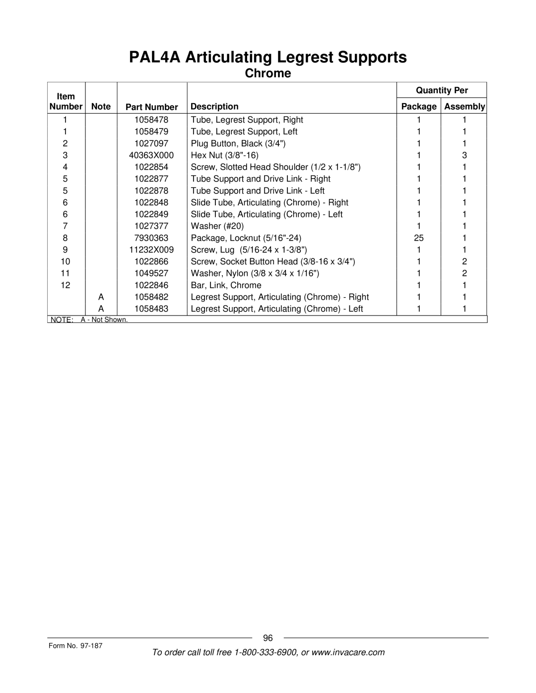 Invacare MWD manual Not Shown 