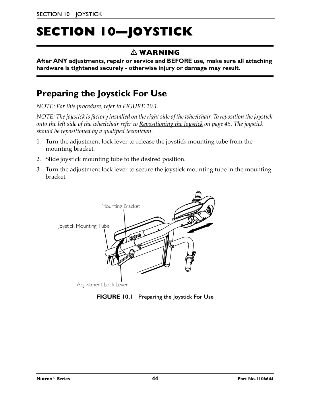 Invacare Nutron Series manual Preparing the Joystick For Use 