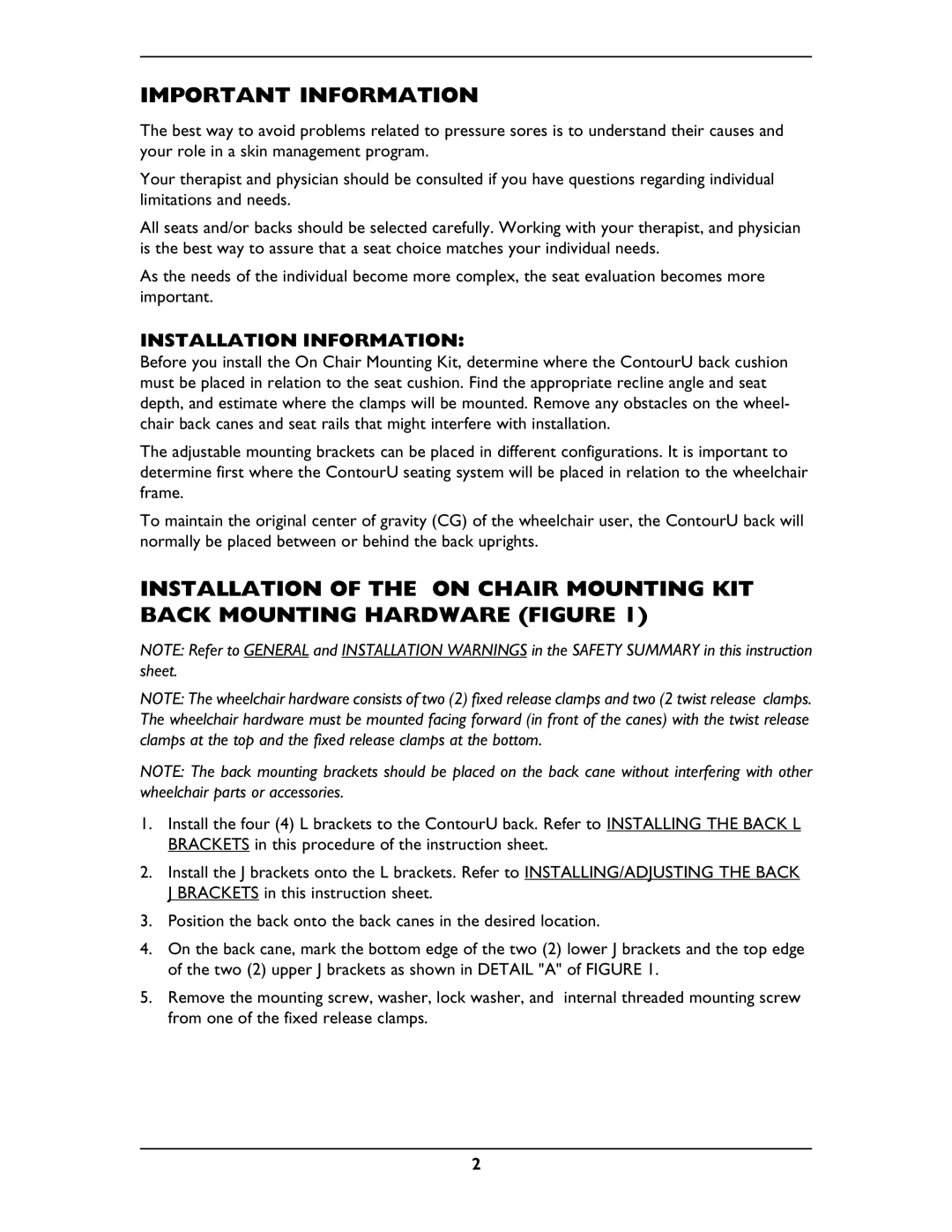 Invacare OCMK78, OCMK01 operating instructions Important Information, Installation Information 