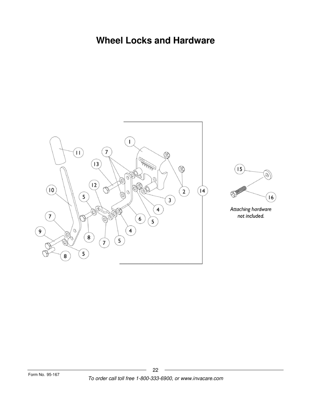 Invacare P7ETM manual Wheel Locks and Hardware 