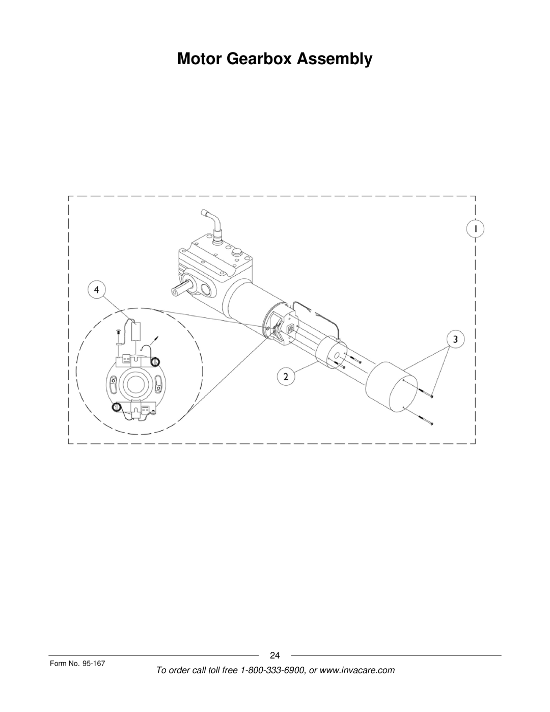 Invacare P7ETM manual Motor Gearbox Assembly 