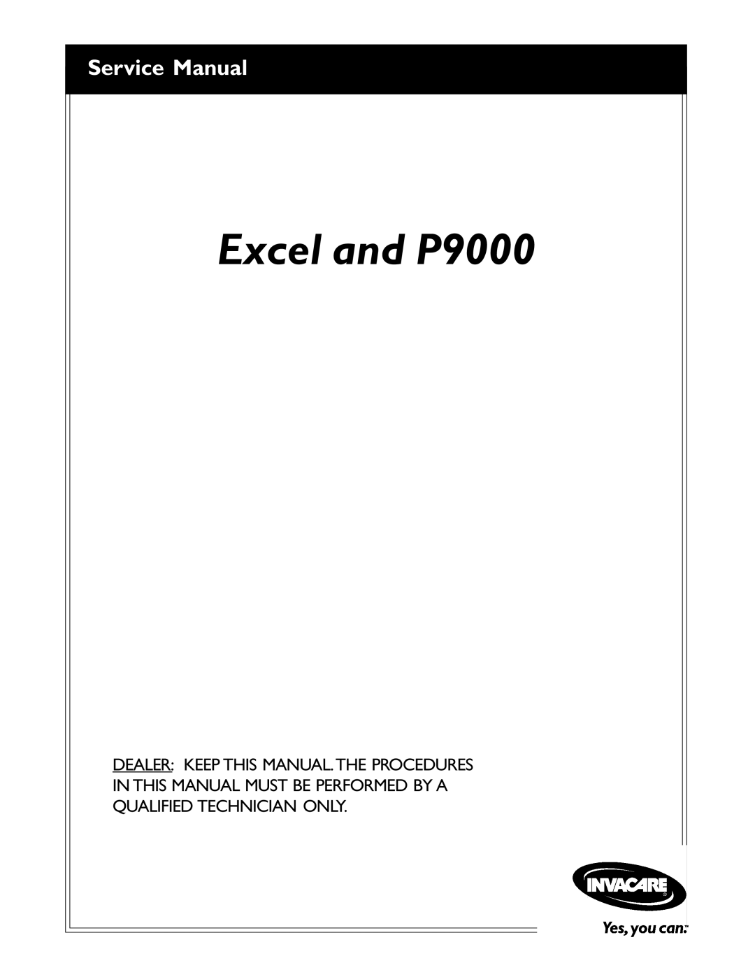 Invacare service manual Excel and P9000 