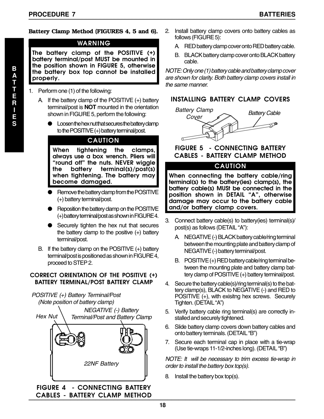 Invacare P9000 service manual Battery Clamp Method Figures 4, 5, Positive + Battery Terminal/Post Hex Nut, Cover 