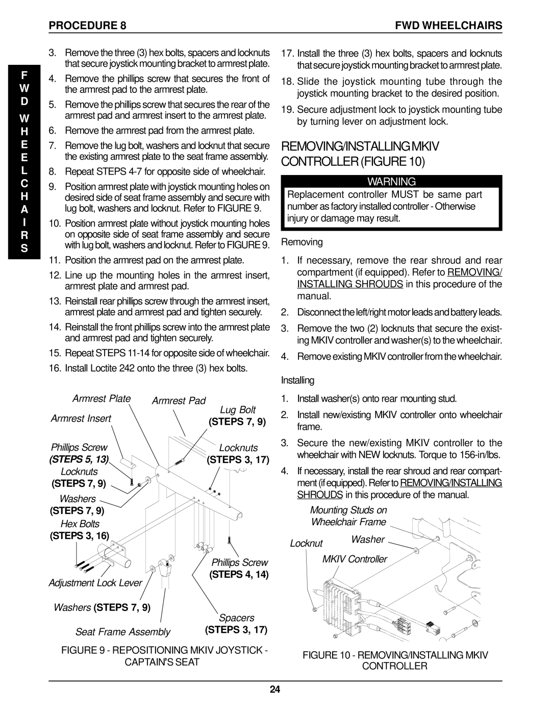 Invacare P9000 service manual Steps 7, Steps 3 