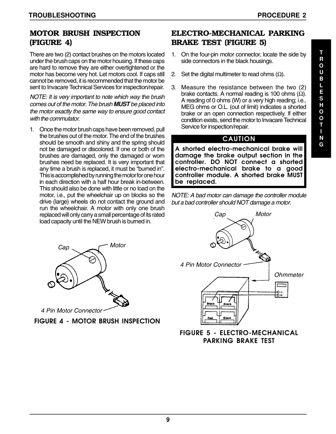 Invacare P9000 service manual Cap Motor, Pin Motor Connector Ohmmeter 