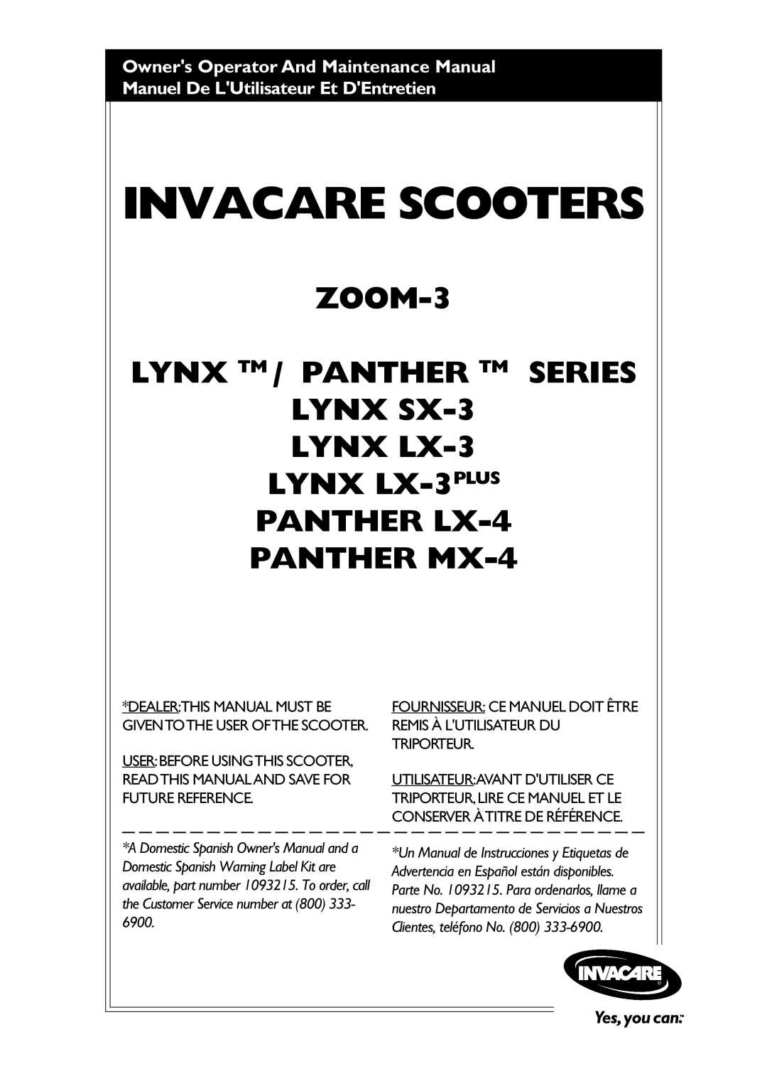 Invacare PANTHER LX-4, PANTHER MX-4, LYNX LX-3PLUS, LYNX SX-3 owner manual Invacare Scooters 