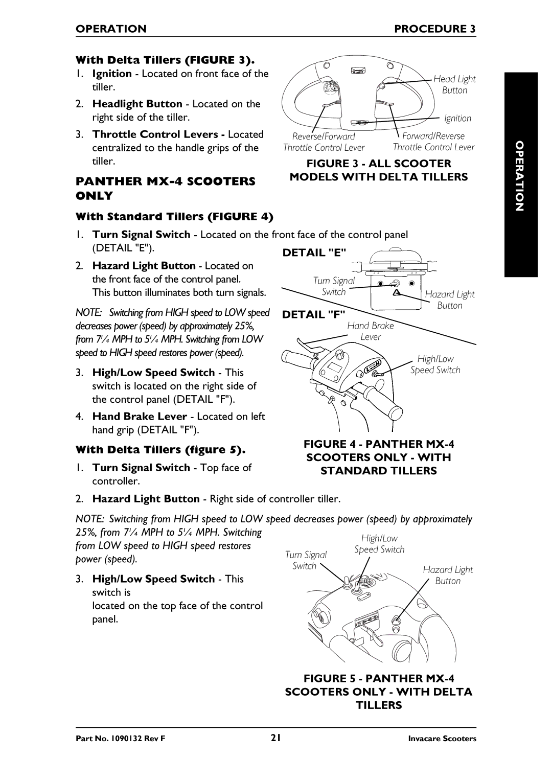 Invacare PANTHER LX-4, PANTHER MX-4, LYNX LX-3, LYNX SX-3 Panther MX-4 Scooters only, With Delta Tillers Figure, Detail F 