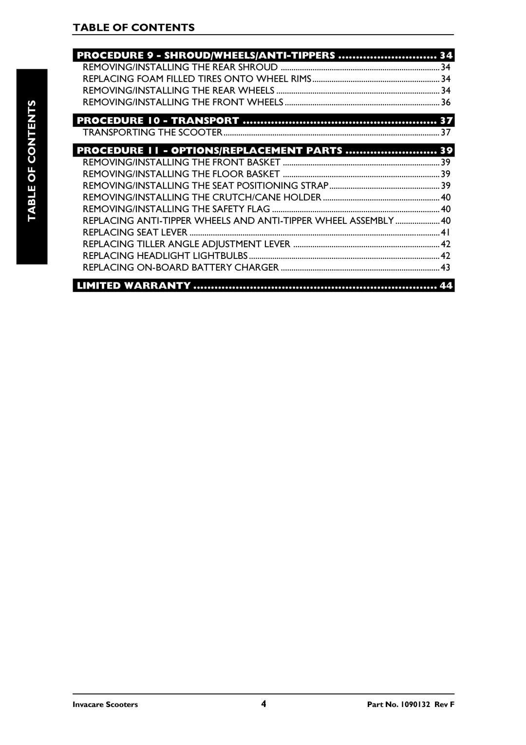 Invacare LYNX SX-3, PANTHER MX-4, PANTHER LX-4, LYNX LX-3PLUS owner manual Procedure 10 Transport 