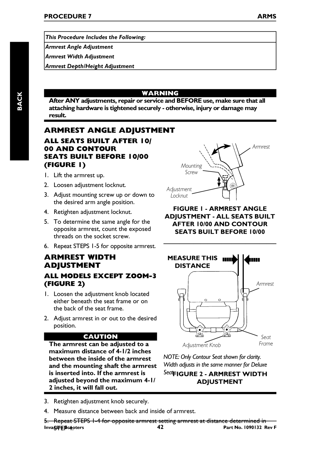 Invacare PANTHER MX-4, PANTHER LX-4, LYNX LX-3PLUS, LYNX SX-3 owner manual Armrest Angle Adjustment, Armrest Width 