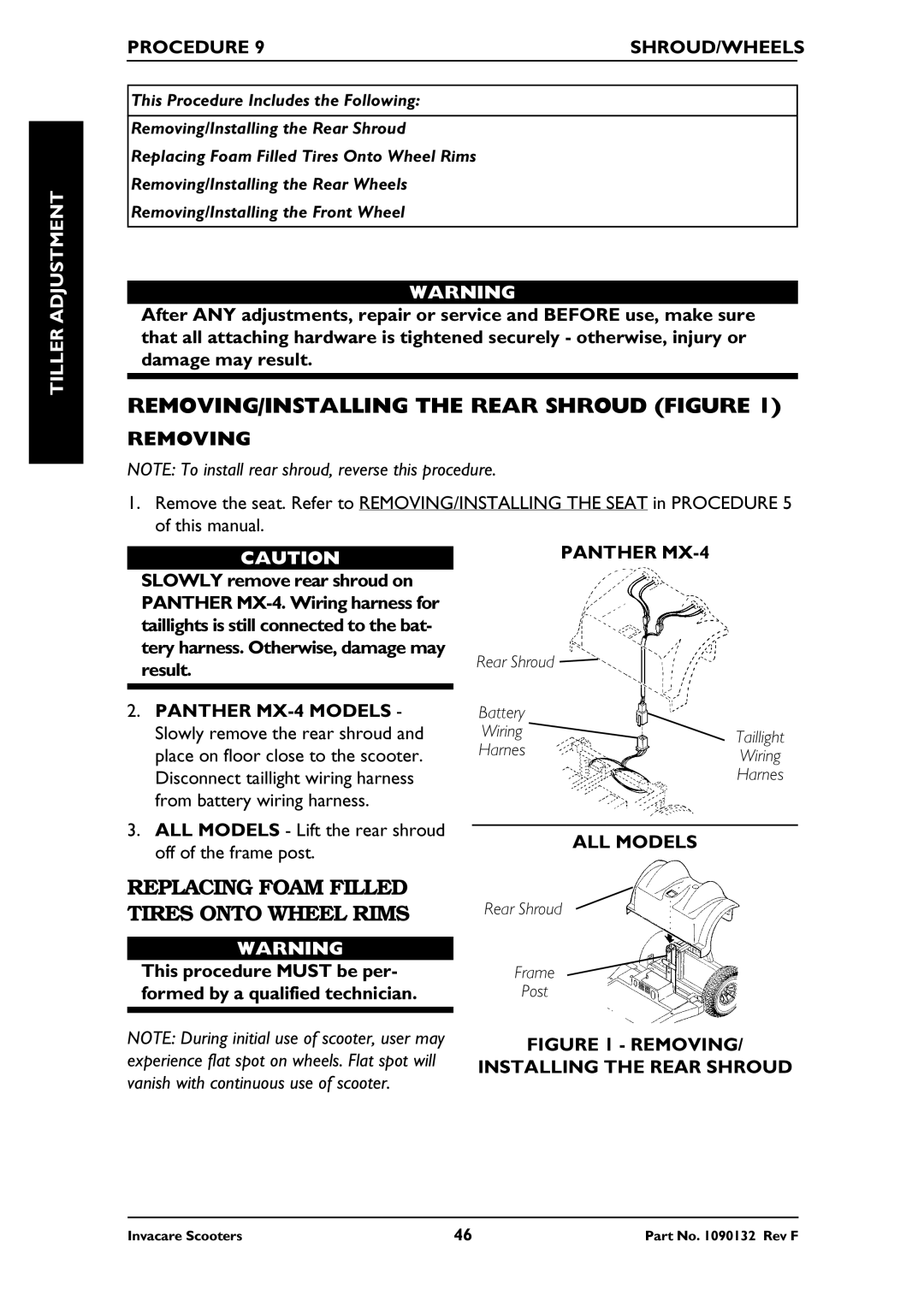 Invacare PANTHER LX-4, PANTHER MX-4 REMOVING/INSTALLING the Rear Shroud Figure, Procedure SHROUD/WHEELS, ALL Models 