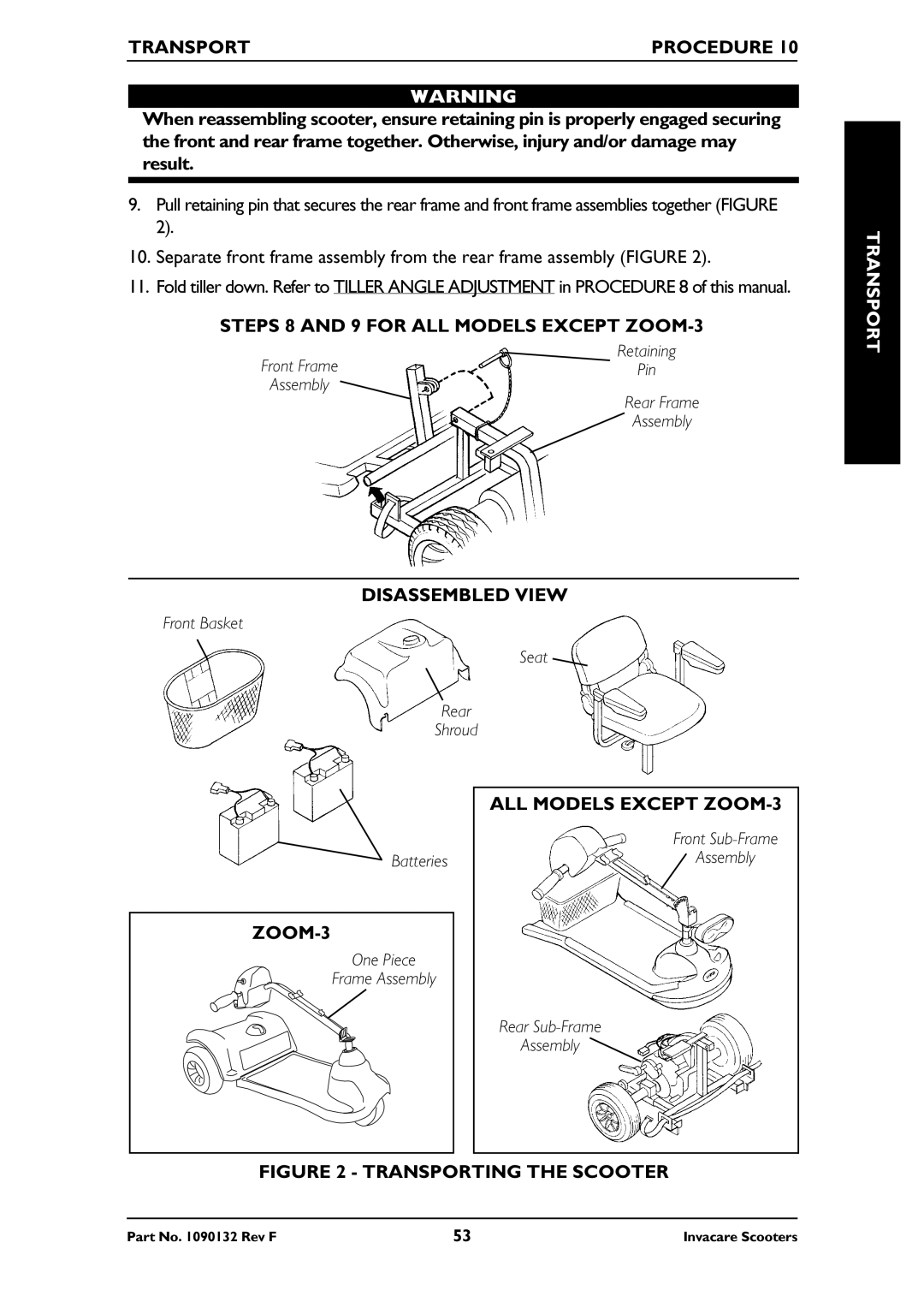 Invacare LYNX LX-3PLUS, PANTHER MX-4, PANTHER LX-4, LYNX SX-3 Steps 8 and 9 for ALL Models Except ZOOM-3, Disassembled View 