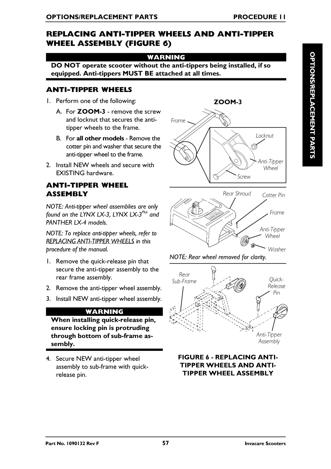 Invacare PANTHER MX-4, PANTHER LX-4, LYNX LX-3PLUS, LYNX SX-3 owner manual ANTI-TIPPER Wheels, ANTI-TIPPER Wheel Assembly 