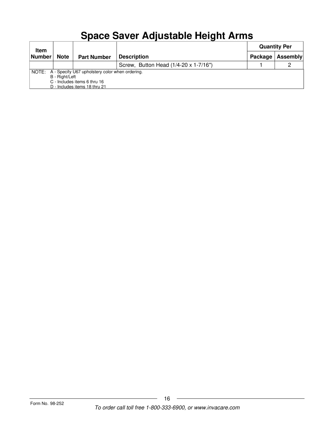 Invacare Patriot SL manual Specify 