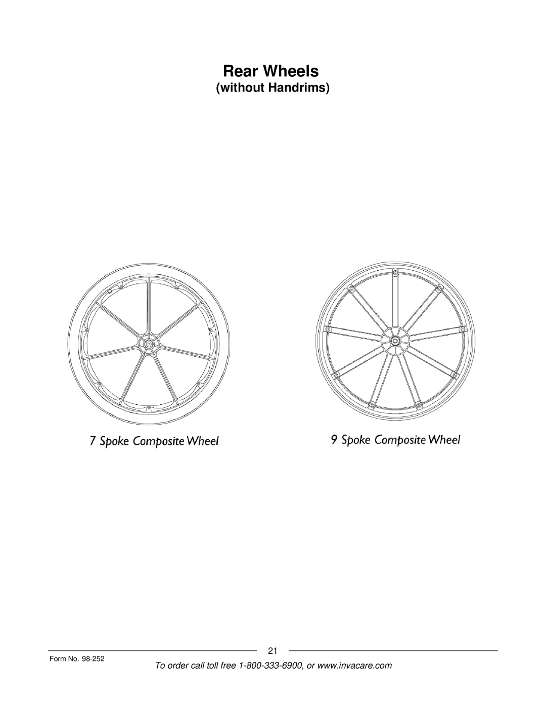 Invacare Patriot SL manual Rear Wheels 