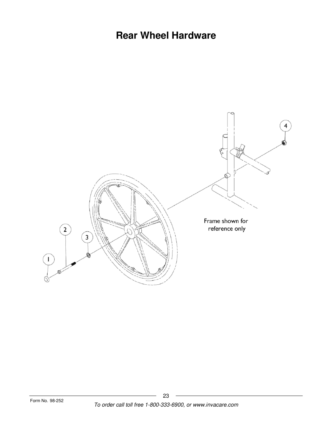 Invacare Patriot SL manual Rear Wheel Hardware 