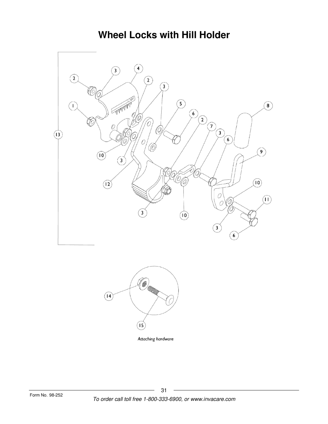 Invacare Patriot SL manual Wheel Locks with Hill Holder 