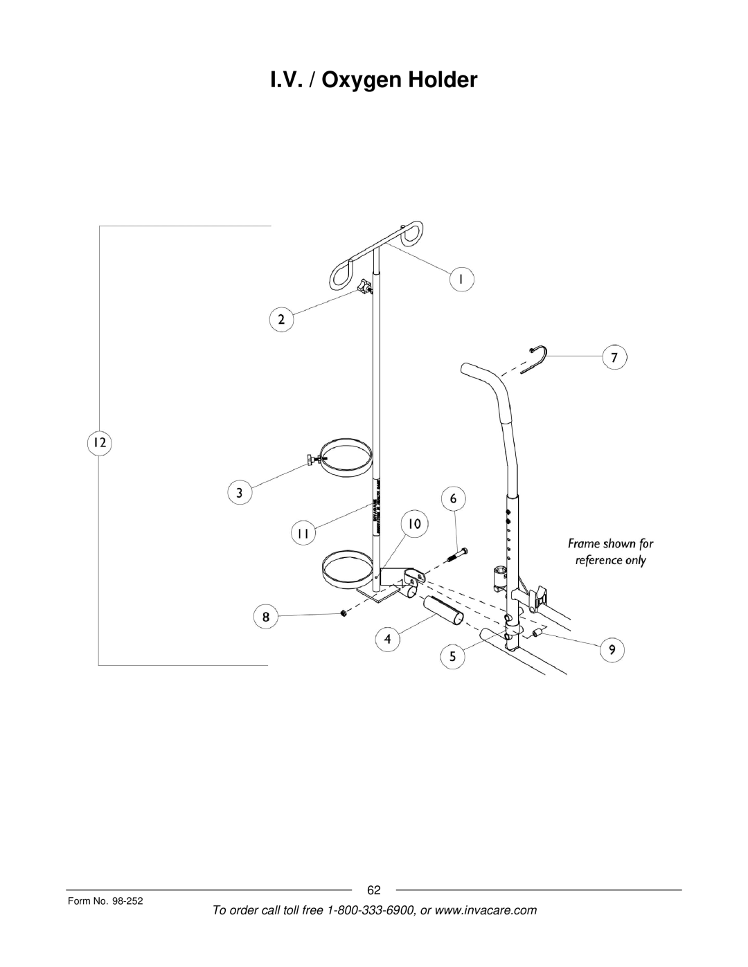 Invacare Patriot SL manual Oxygen Holder 