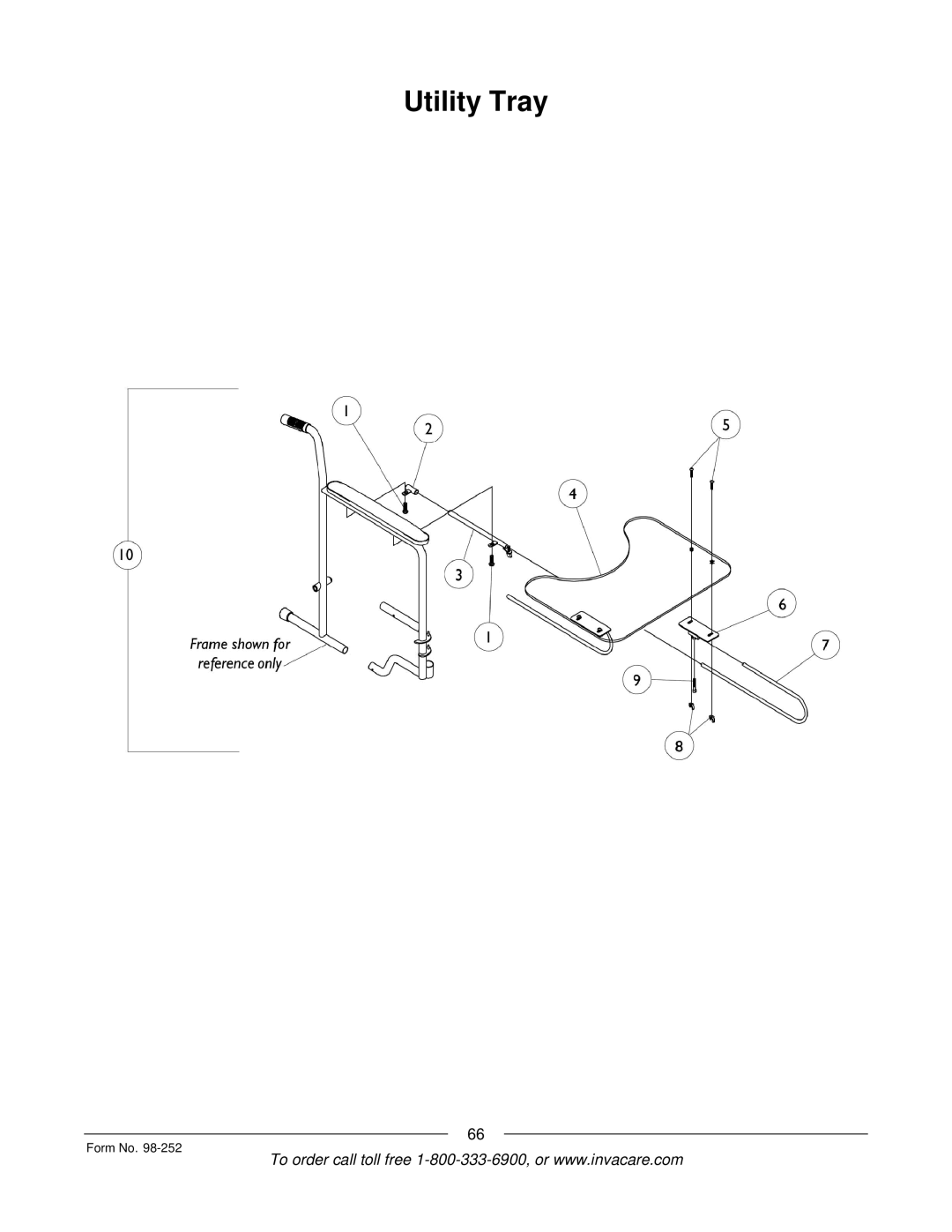 Invacare Patriot SL manual Utility Tray 