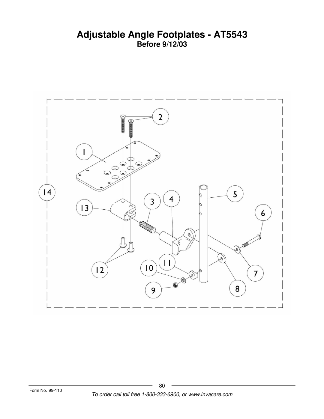 Invacare PatriotTM manual Adjustable Angle Footplates AT5543 