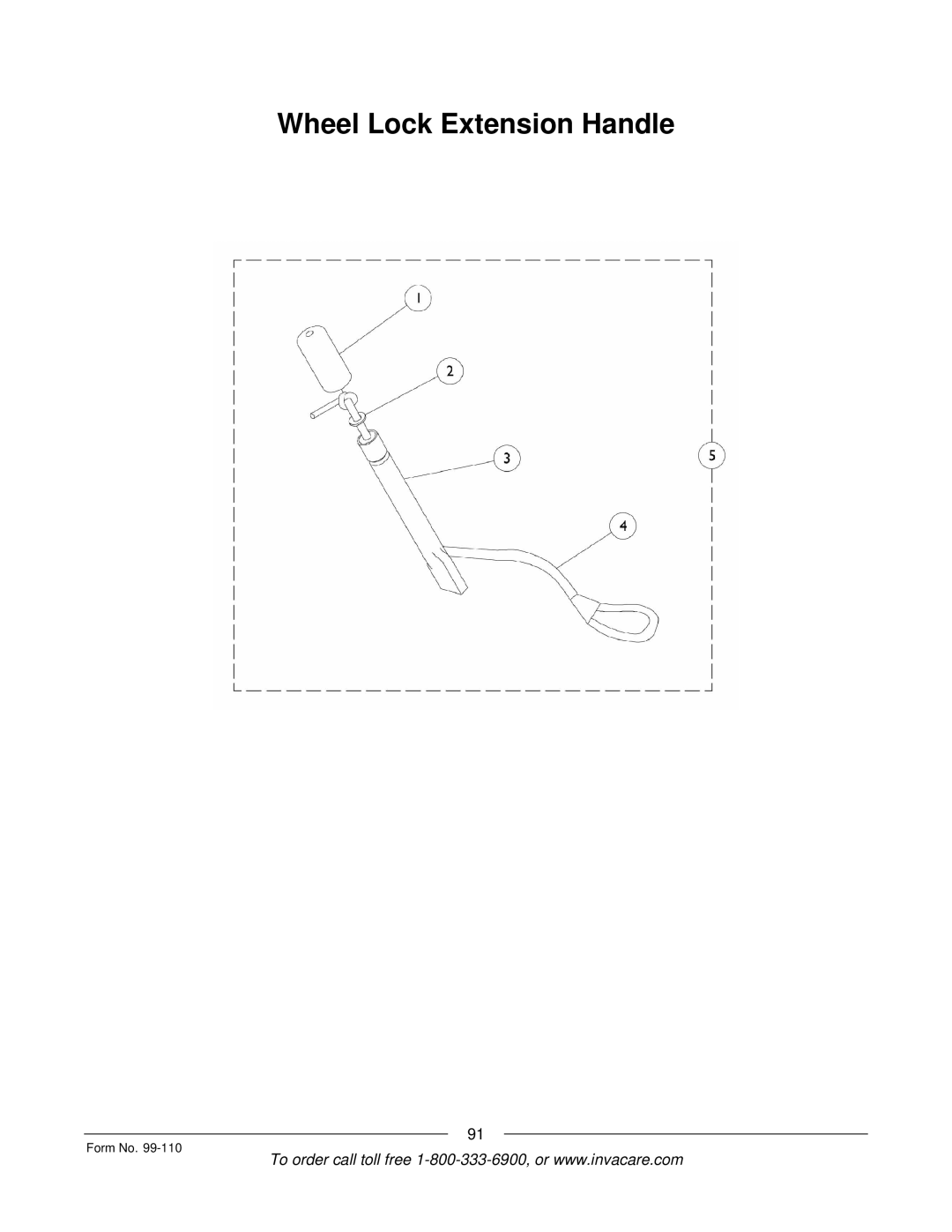 Invacare PatriotTM manual Wheel Lock Extension Handle 