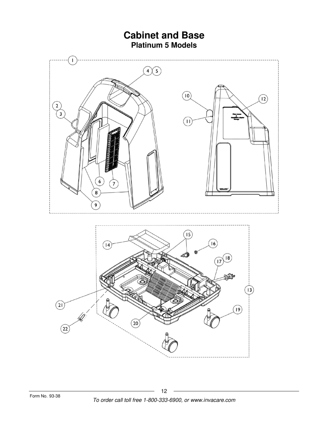 Invacare Perfecto2, PerfectoW, Non Platinum 5LX, 10L manual Cabinet and Base 