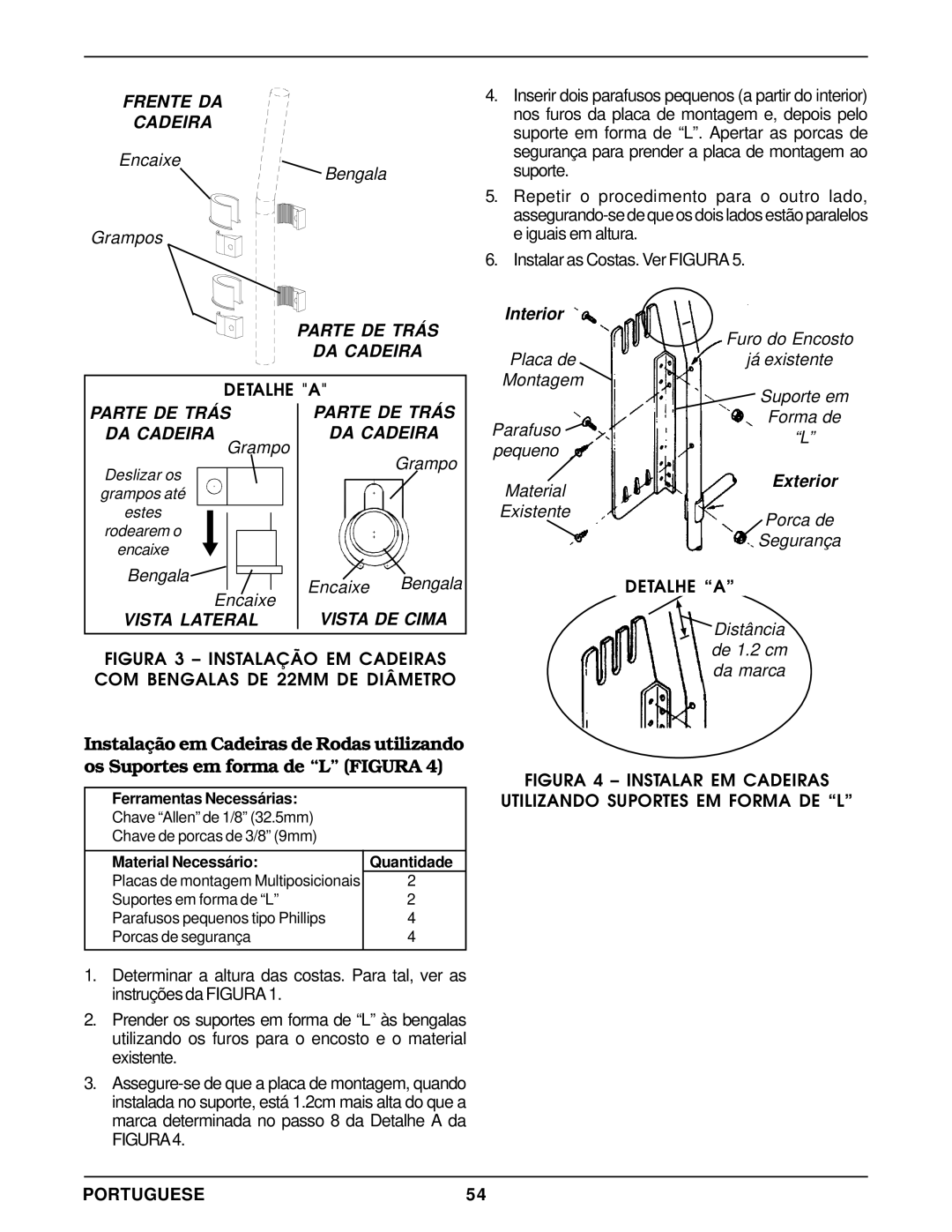 Invacare Personal Back operating instructions Grampo 