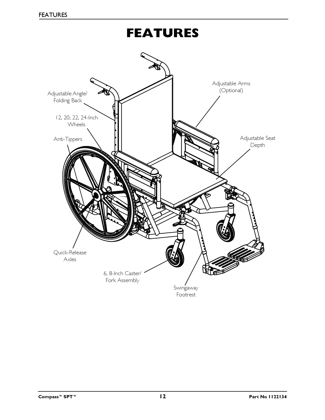 Invacare PH904A, PHW93 manual Features 