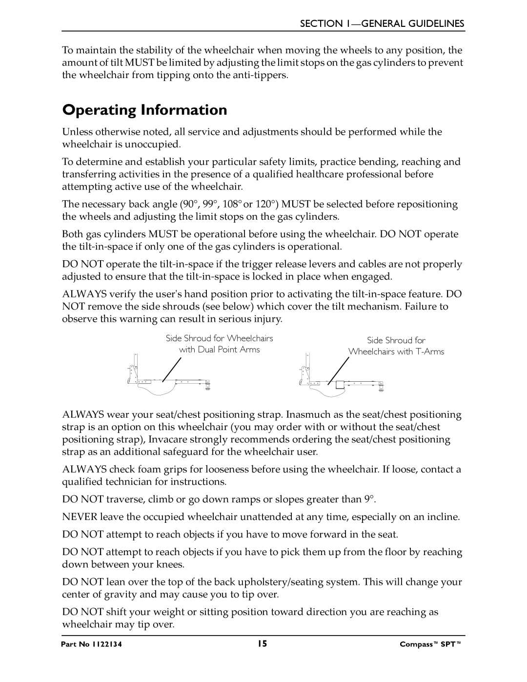 Invacare PHW93, PH904A manual Operating Information 