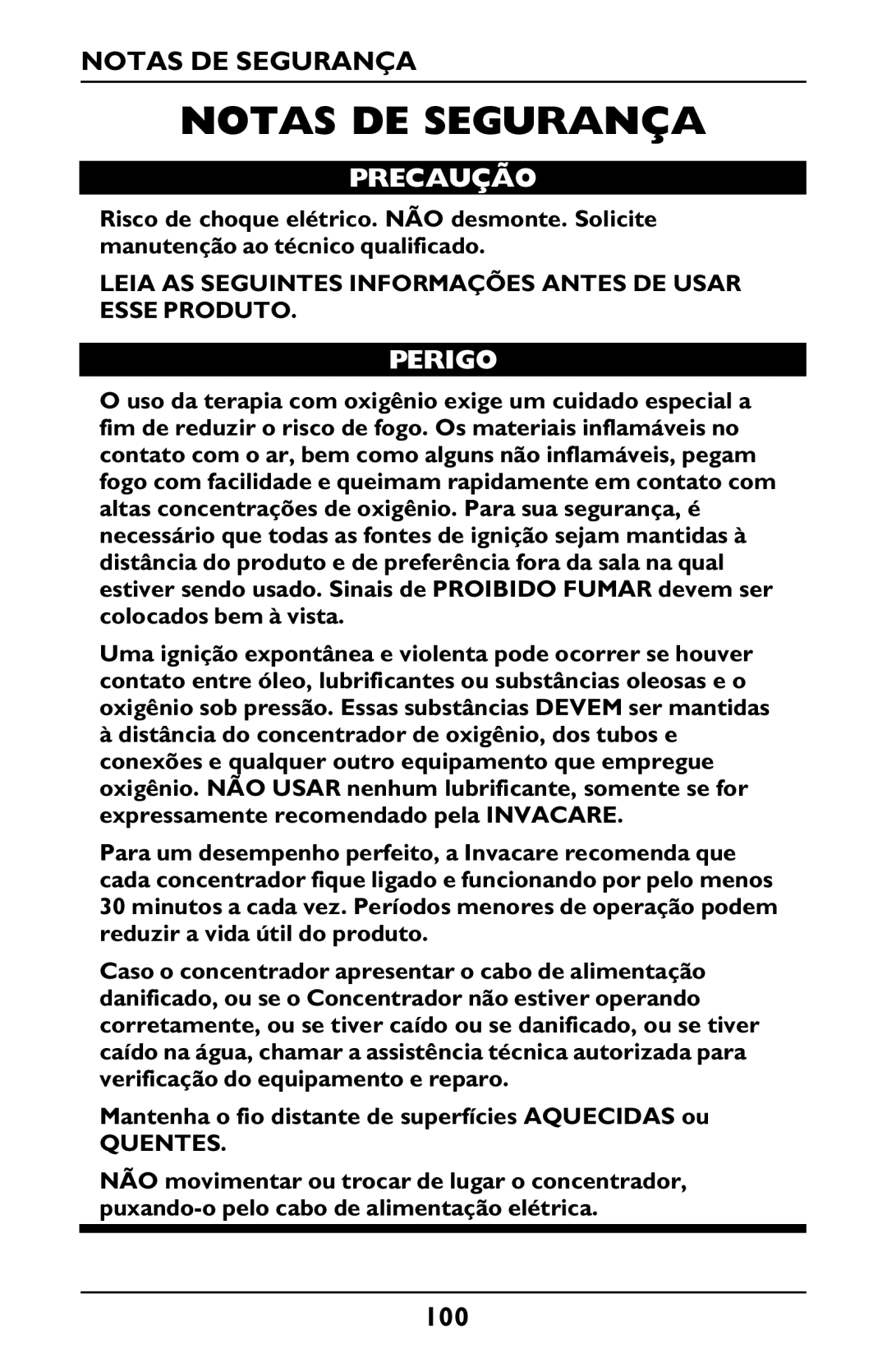 Invacare PLATINUM 5 manual Notas DE Segurança, Precaução 