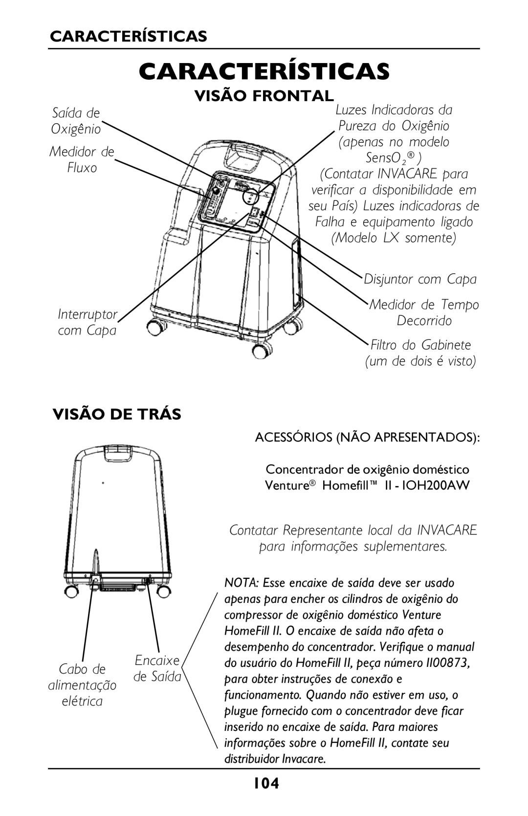 Invacare PLATINUM 5 manual Características, Visão DE Trás 