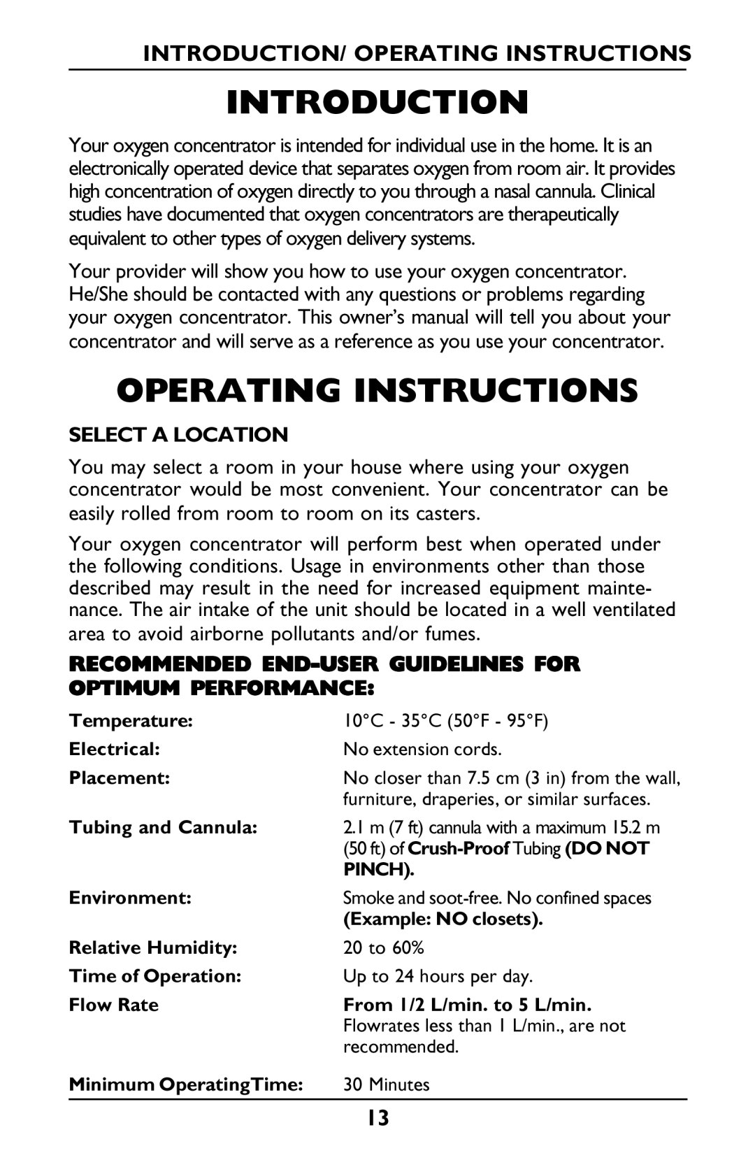 Invacare PLATINUM 5 manual Introduction, INTRODUCTION/ Operating Instructions, Select a Location 