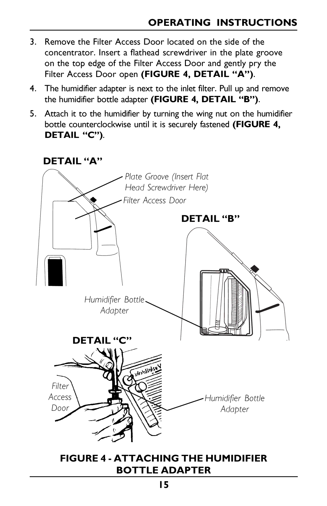 Invacare PLATINUM 5 manual Operating Instructions, Detail a, Detail B, Detail C 