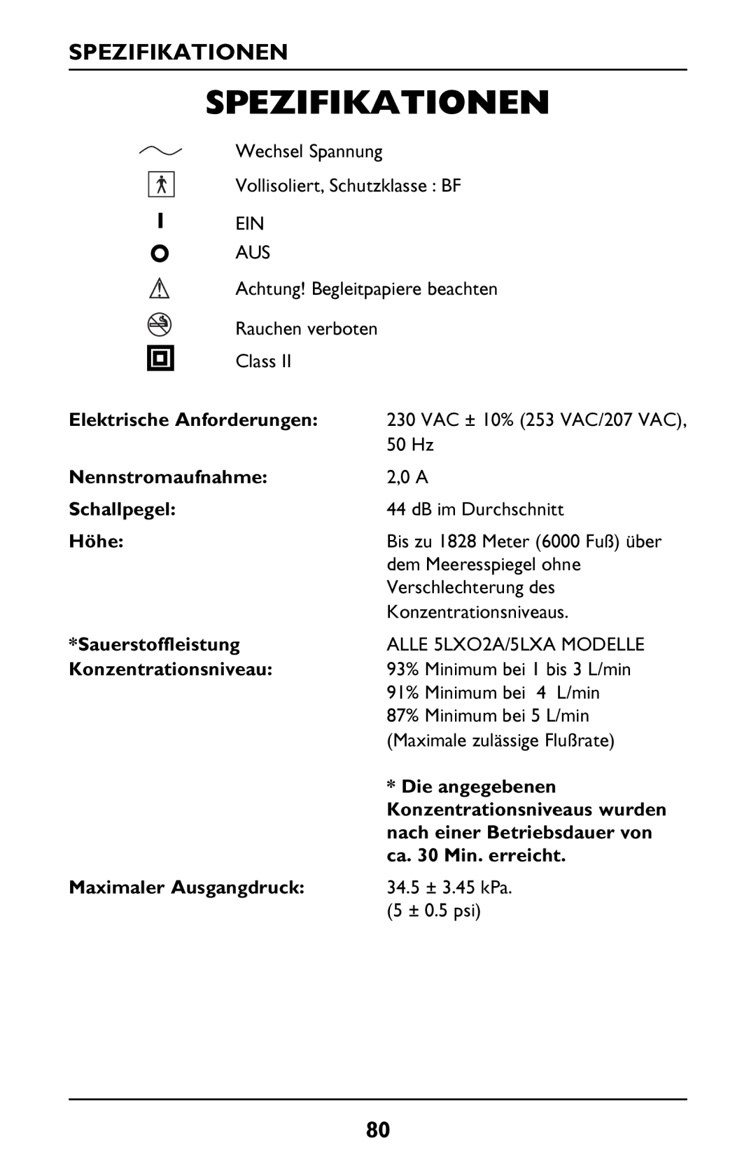 Invacare PLATINUM 5 manual Spezifikationen 