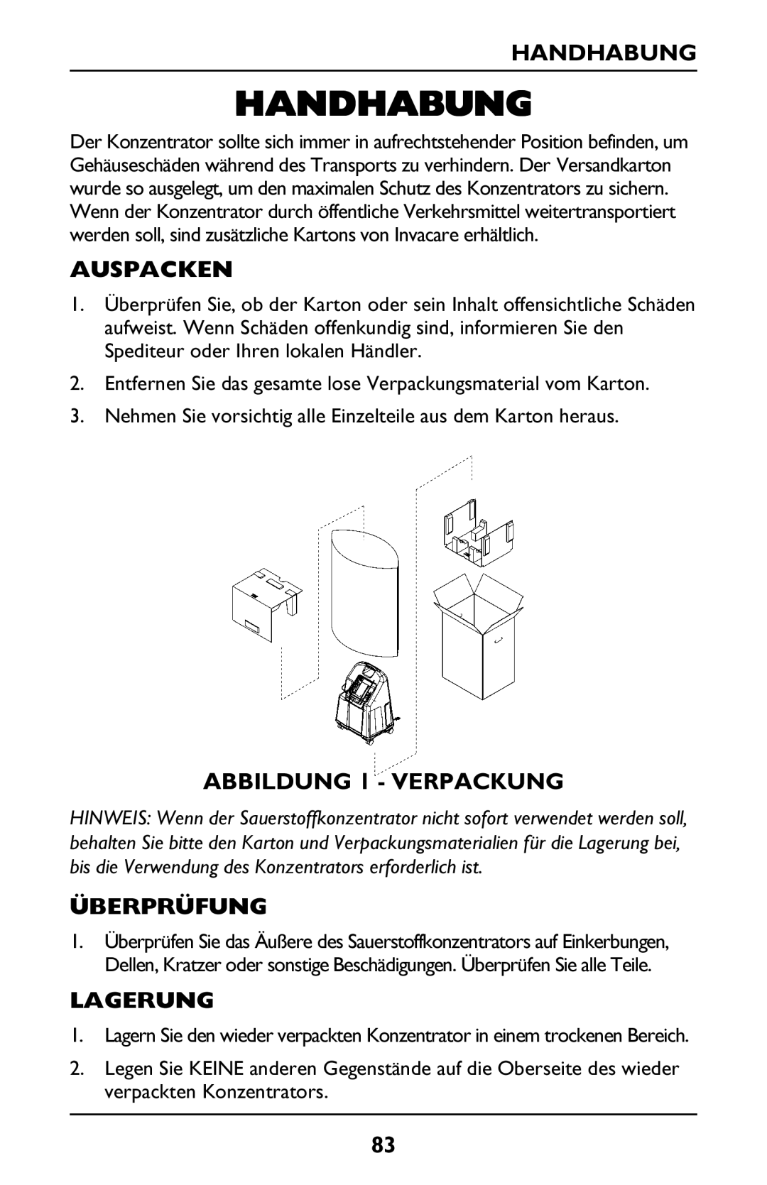 Invacare PLATINUM 5 manual Handhabung 