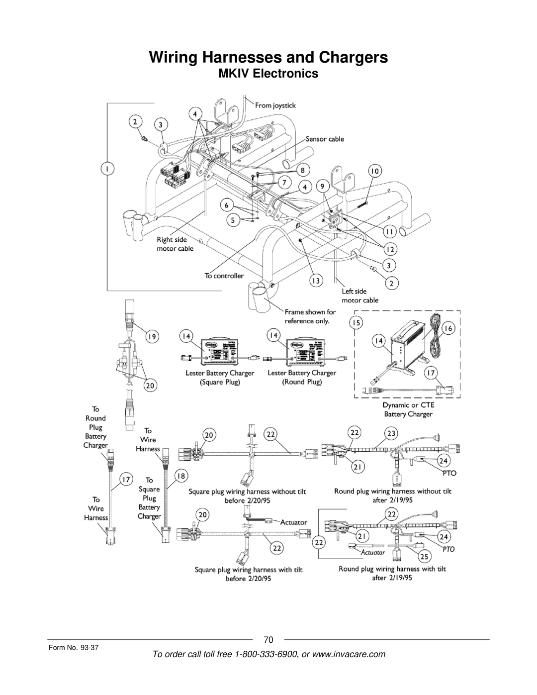 Invacare Power TigerTM manual Wiring Harnesses and Chargers 