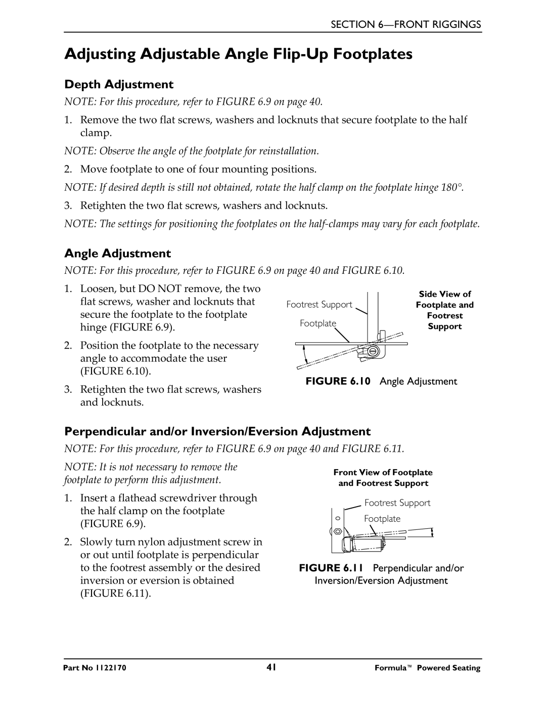 Invacare Powered Seating manual Adjusting Adjustable Angle Flip-Up Footplates, Depth Adjustment, Angle Adjustment 