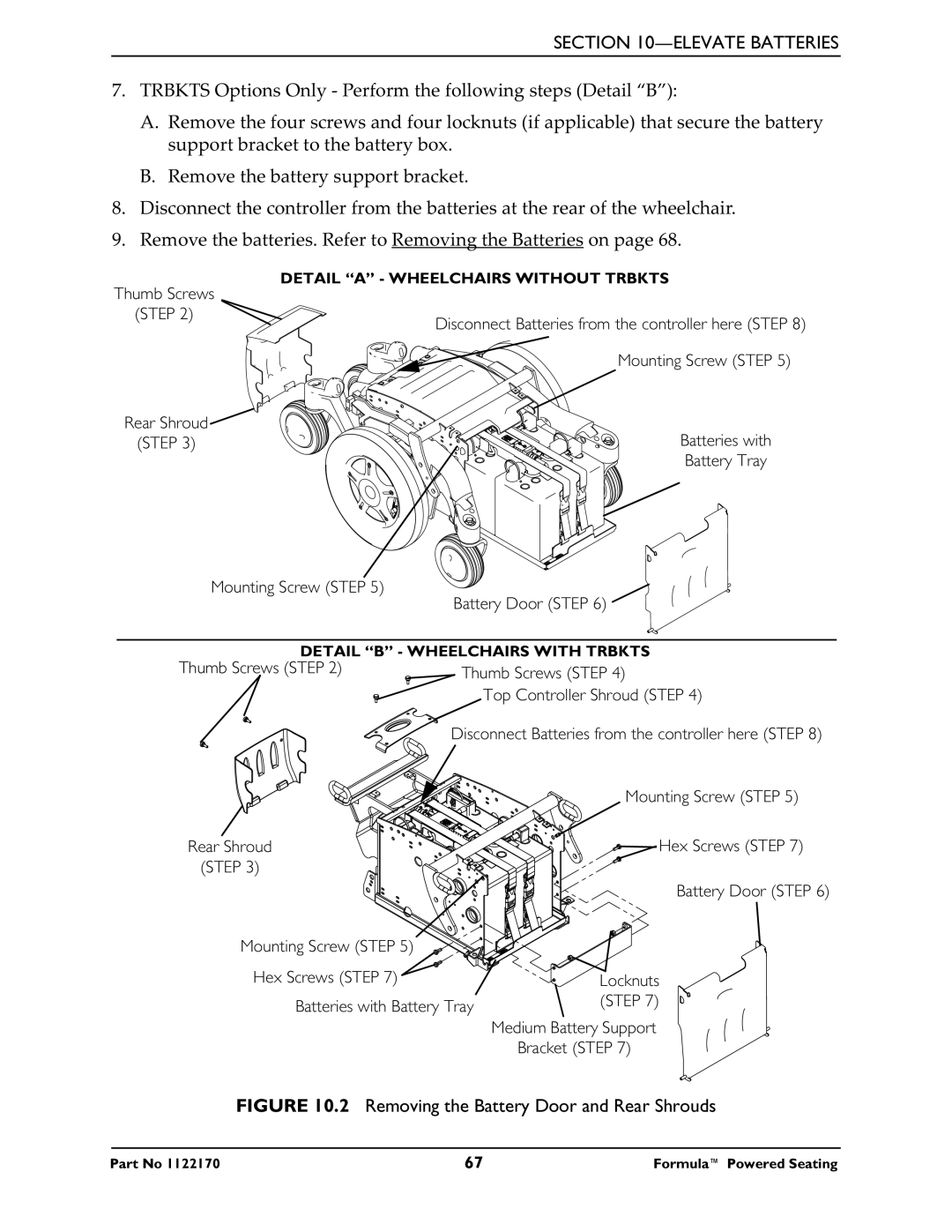 Invacare Powered Seating manual Removing the Battery Door and Rear Shrouds 