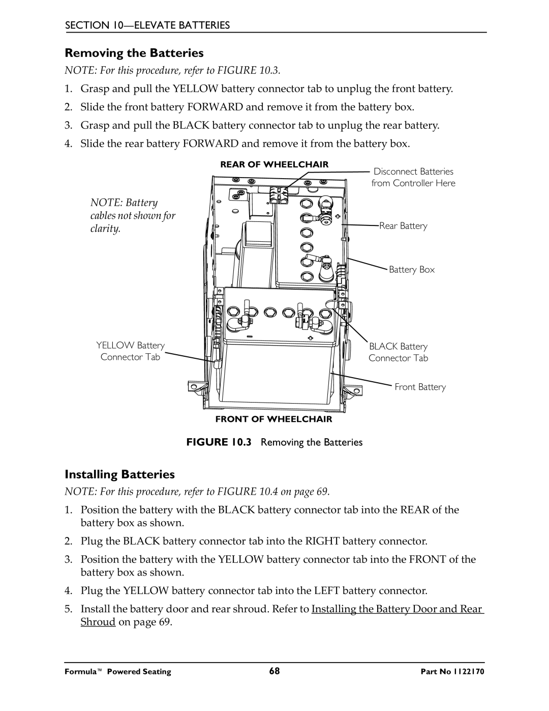 Invacare Powered Seating manual Removing the Batteries, Installing Batteries 