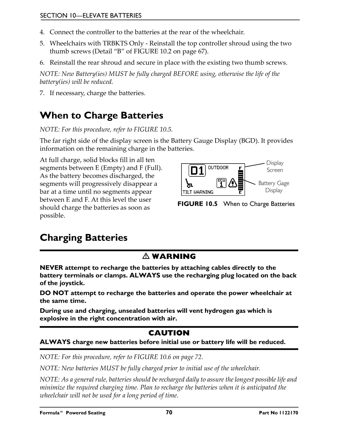 Invacare Powered Seating manual When to Charge Batteries, Charging Batteries 