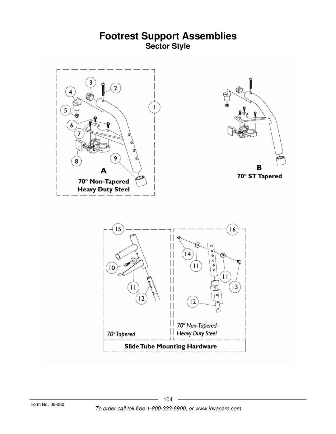 Invacare Powered Wheelchair manual Footrest Support Assemblies 