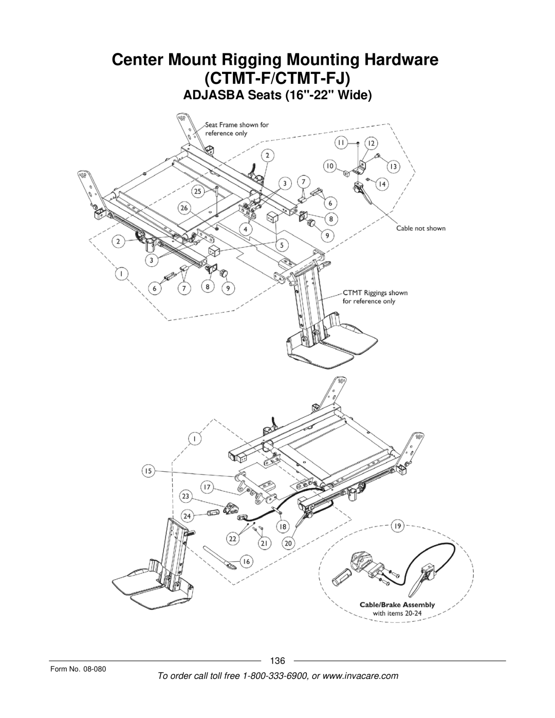 Invacare Powered Wheelchair manual Adjasba Seats 16-22 Wide 