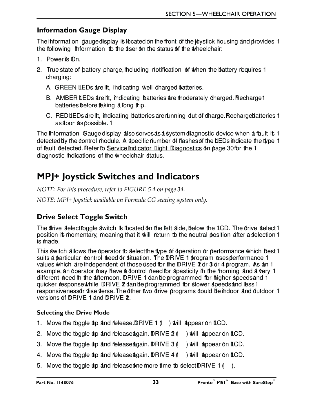 Invacare Pronto M51 Base MPJ+ Joystick Switches and Indicators, Information Gauge Display, Drive Select Toggle Switch 