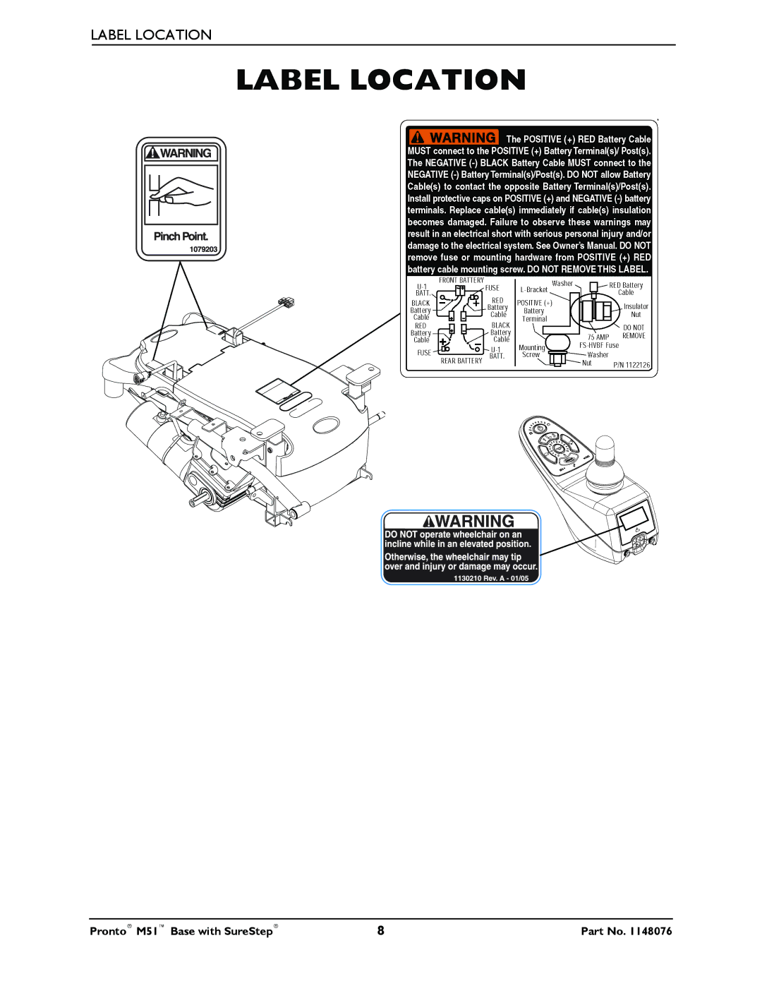 Invacare Pronto M51 Base manual Label Location 