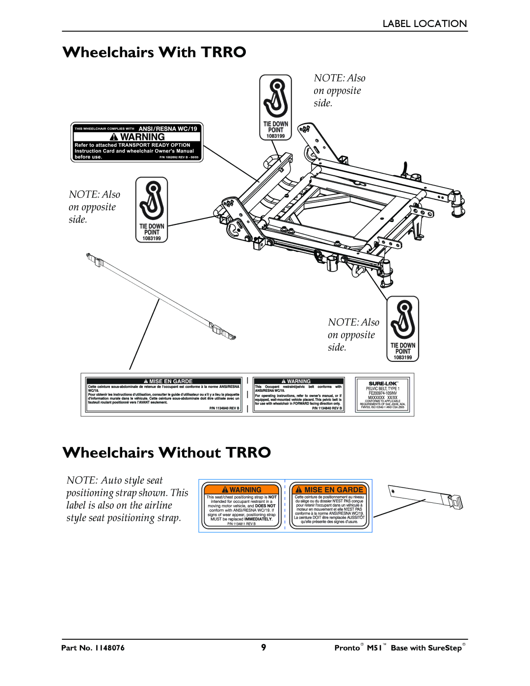 Invacare Pronto M51 Base manual Wheelchairs With Trro Wheelchairs Without Trro 