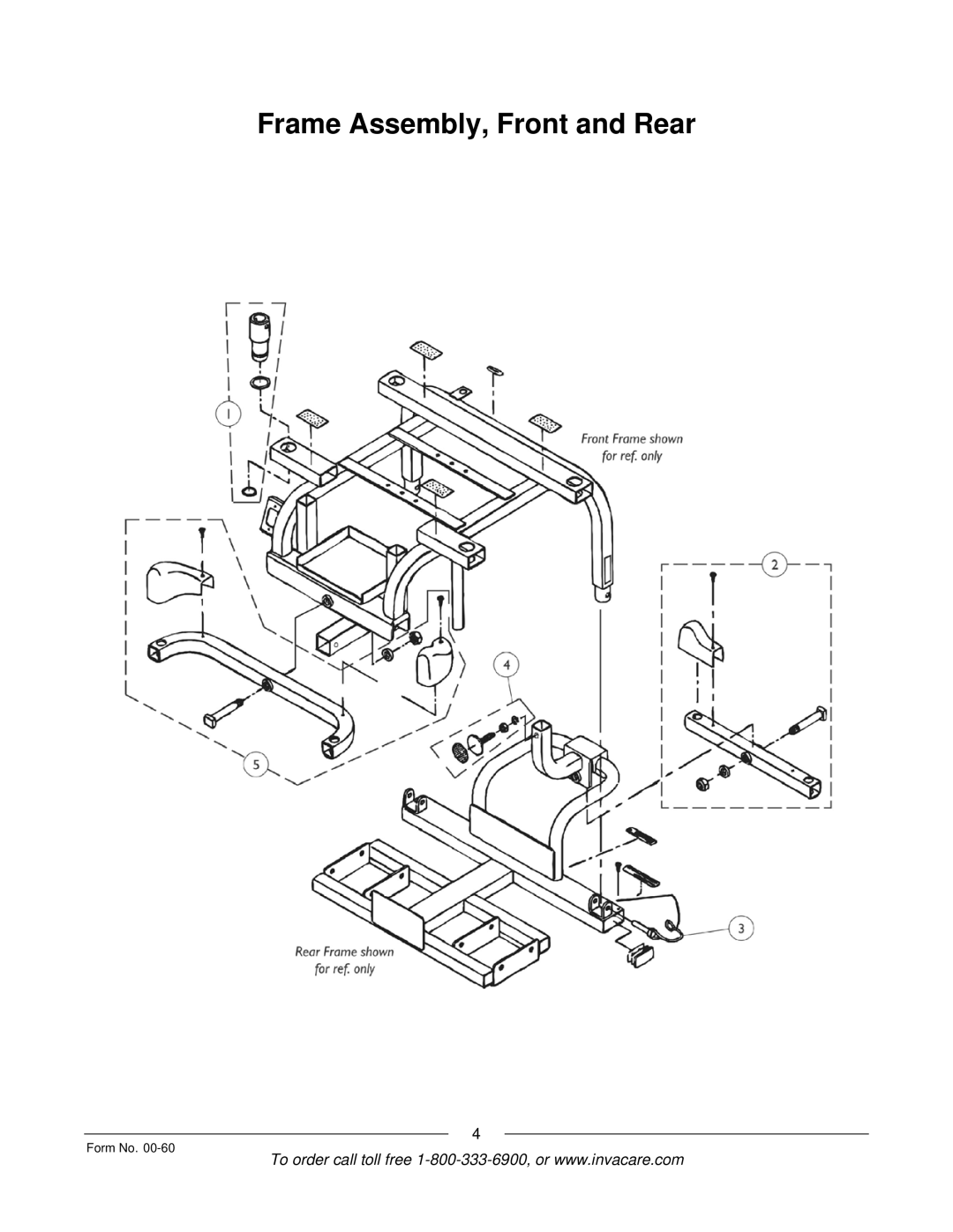 Invacare Pronto M6 manual Frame Assembly, Front and Rear 