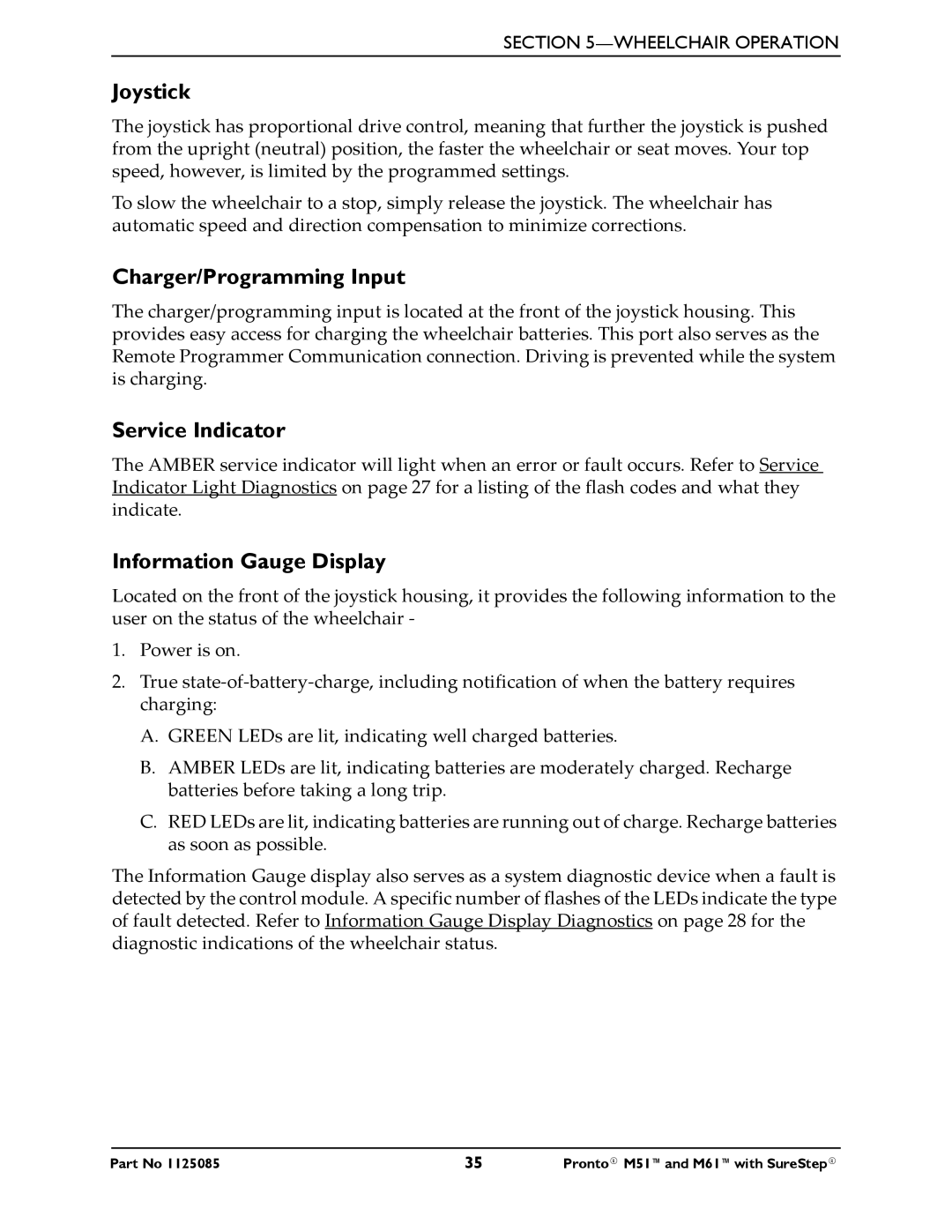 Invacare Pronto M61 manual Joystick, Charger/Programming Input, Service Indicator, Information Gauge Display 